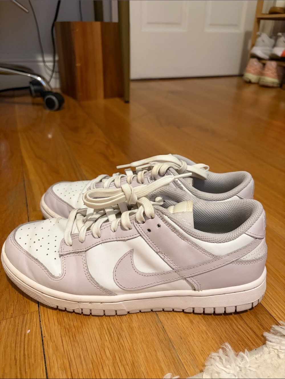 Nike Dunks Low-Top Sneakers in White and Lavender